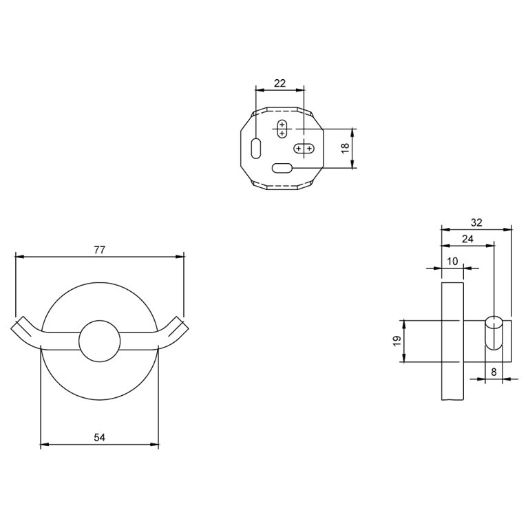 Villeroy & Boch Elements Tender Double Robe Hook Sanctuary Bathrooms